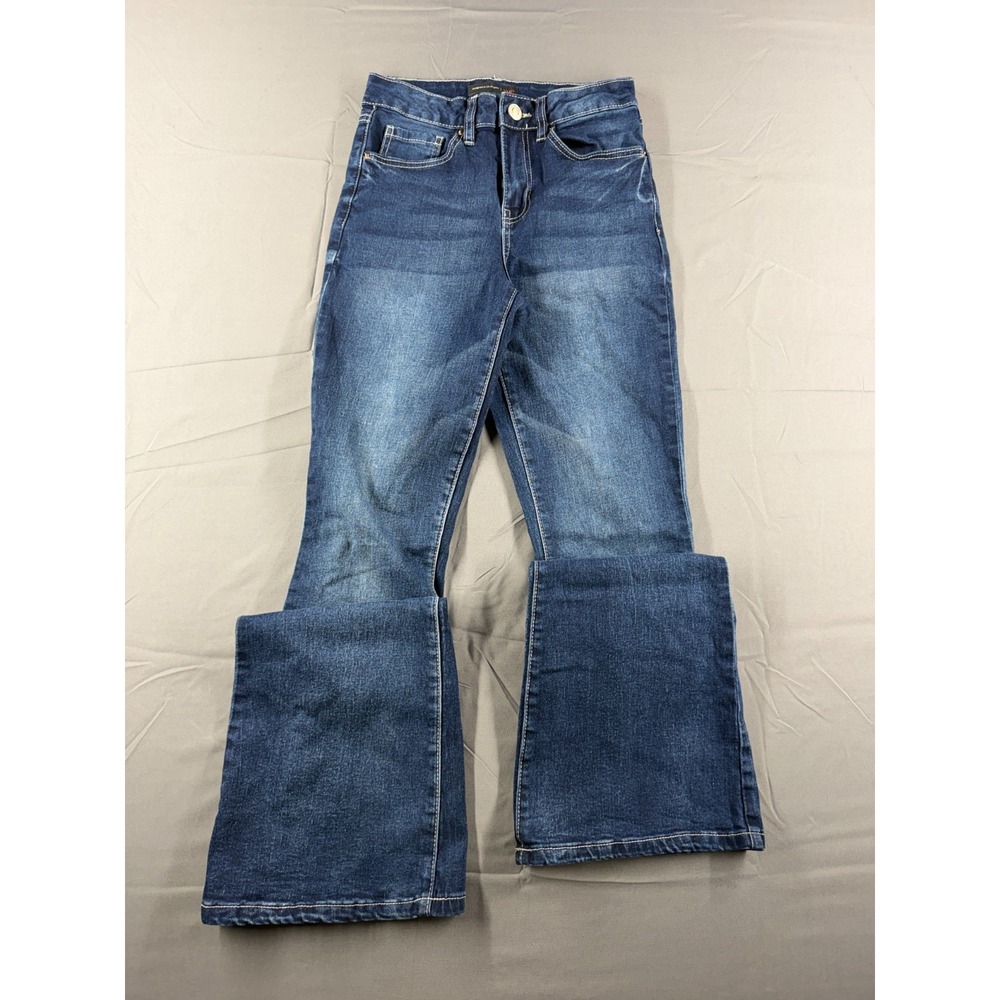 YMI Jeans Womens 1/25 Flare Jeans Dark Wash Stretch Denim High Rise 31 Inseam